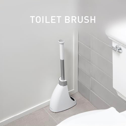 simplehuman Toilet Brush with Caddy, Stainless Steel, White