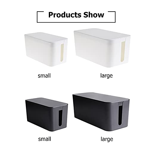 Cable Management Box,Power Cover Surge Protector for Desk Small White | Cable Organizer Box to Hide Wires,Power Strip Storage, Router Organizer, Desktop Tidy,Surge Protector