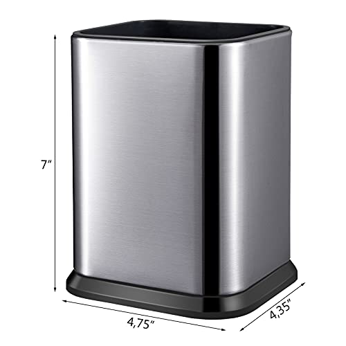 Stainless Steel Kitchen Utensil Holder for Countertop, Spoon Spatula Organizer,Modern Rectangular Large Cooking Utensil Caddy Counter,Utensil Crock Silver