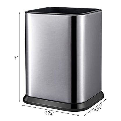 Stainless Steel Kitchen Utensil Holder for Countertop, Spoon Spatula Organizer,Modern Rectangular Large Cooking Utensil Caddy Counter,Utensil Crock Silver
