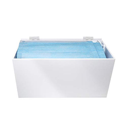 Face Mask Dispenser | Acrylic Mask Box with Cover for Storing and Dispensing Personal Face Masks (White)