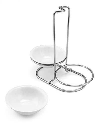 Standing Spoon Rest, Ceramic Cutlery Stand Upright... (White/Silver | Ceramic)