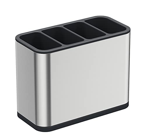 TESOT Silverware Caddy Utensil Caddy Spoon Holder with 4 Divided Compartments, Sturdy Stainless Steel, Rust Proof