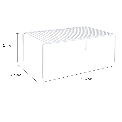 4 Pack(10.6 x 5.1 Inch) Cabinet Storage Shelf Rack... (4 Count | White | Metal)