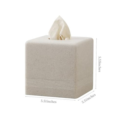 Tissue Box Cover Square, Sandstone Look Facial Tissue Holder,Beige | Simple Modern Cube Toilet Paper Holder Case Dispenser,Home Decorative,for Bathroom Bedroom Living Room Office Hotel Cafe Bar