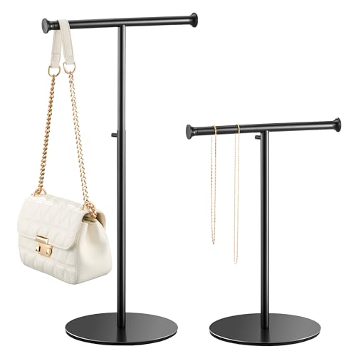 2 Pack 15‘’-24‘’ T Bar Purse Display Stand Tableto... (2 Count | Black | Metal)