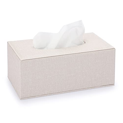Sumnacon Tissue Box Cover Rectangle Linen Tissue Box,Stylish Tissue Box Holder with Magnetic Bottom,Decorative Tissue Cover for Bathroom Toilet Bedroom Living Room Table Desk Office, Beige