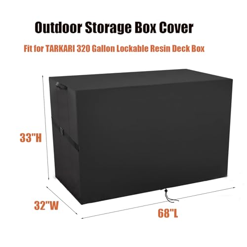 Outdoor Storage Box Cover for TARKARI 320 Gallon Deck Box | Waterproof Resin Storage Bin Cover Deck Box Covers-68" L x 32" W x 33" H