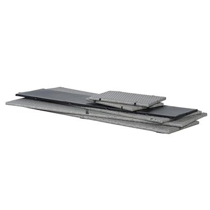 happimess Nino 59.06" Outdoor Faux Wicker Deck and Patio Storage Box, Gray | Modern Minimalist Design, Water-Resistant, Steel Frame, Lockable Lid, Soft-Close Gas Spring, Cushion and Tool Organizer