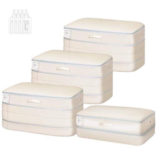 Comforter Storage Bag - Large Capacity Bedding Sto... (4 Count | Beige | Nylon)