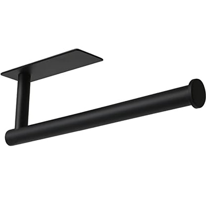 Under Cabinet Paper Towel Holder for Kitchen, Adhesive, Black | Wall Mounted Paper Towel Roll Rack for Bathroom or Kitchen, SUS304 Stainless Steel, Self-Adhesive or Screw Installation