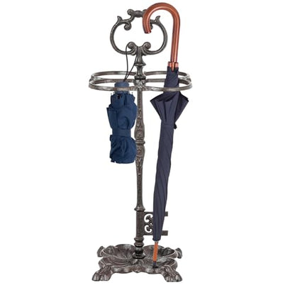 Sungmor Vintage Cast Iron Umbrella Stand - 23.7 Inches Tall | Heavy Duty Decorative Umbrella Holder for Entryway, Hallway & Office, Rustic Farmhouse Freestanding Metal Stand