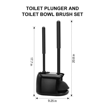 Toilet Brush and Plunger Set, Semi-Hidden Toilet Plungers, Black | Heavy Duty Toilet Bowl Brush and Holder for Bathroom Toilet Plunger and Brush Set for Deeply Cleaning