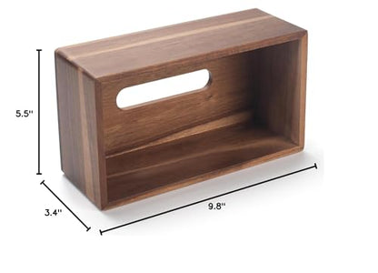 Tissue Box Cover Rectangle, Wood Tissue Box Holder, Wooden Facial Paper Holder for Bathroom, Bedroom, Dinner Table, Office (1 Pack, 9.8 x 5.5 x 3.7 inch)