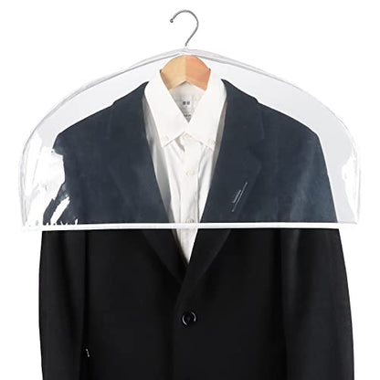 Zilink Clear Shoulder Covers for Clothes Dust Cover Protectors, 15 Pack | 2 in Gussted, Breathable, Dust Covers for Hanging Clothes for Suit, Coats, Jackets, Dress Closet Storage