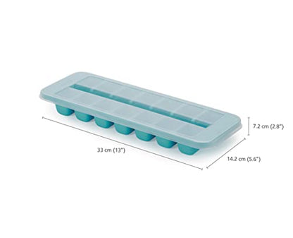 Joseph Joseph Flow - Easy-fill Ice-cube Tray with Lid, Stackable, Large 14 cube capacity (2-pack), Blue