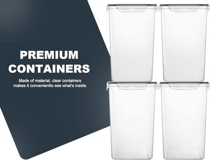 M MCIRCO Extra Large 7qt / 6.5L/220oz Tall Food Storage Containers, WIDE & DEEP, 4-Piece Plastic Airtight Kitchen Pantry Storage Containers for Flour, Sugar, with 4 Measuring Cups,20 Labels