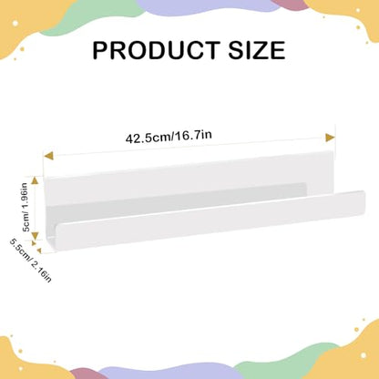 2 Pack Magnetic Book Shelf for Classroom, Strong 8.8lb Magnet Acrylic Whiteboard Shelves, Teacher Supplies Organizer for Kids Books, Posters, Flash Cards, Classroom Accessories Storage (white)