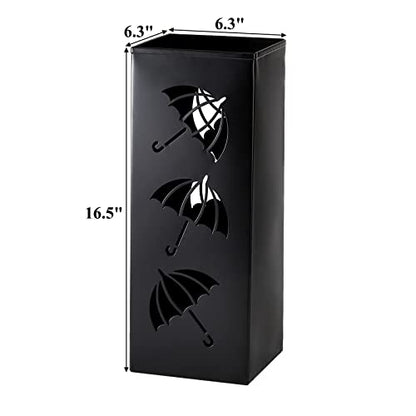 Okllen Metal Umbrella Holder, Square Umbrella Stand Rack for Entryway, 6.3" x 6.3" x 16.5", Black