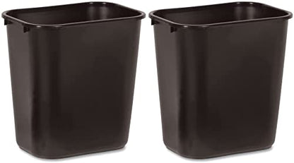 Rubbermaid Commercial 295600BK Deskside Plastic Wastebasket, Rectangular, 7 gal, Black (2)