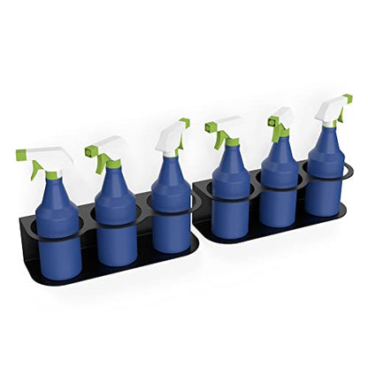 6 All-Purpose Spray Bottle Holder | Easy Install Wall Mount Hardware Included | Heavy-Duty Powder Coated Steel Storage Rack for Garage And Home | Craft Workspace Paint Bottle Organizer USA Made