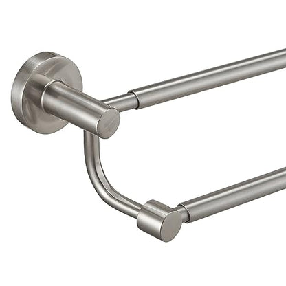 Double Towel Bar Towel Rack for Bathroom Wall Mounted Brushed Nickel | Adjustable 16-26 In,Wall Mounted Towel Holder, Stainless Steel, Rustproof, Towel Bar Rod Hanger Hardware Accessories Hotel