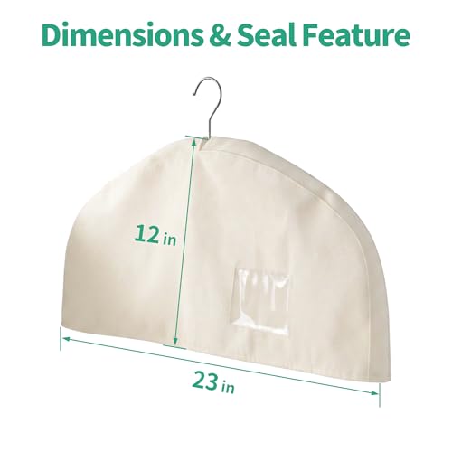 Orynthic 4 Pack Cotton Linen Shoulder Covers, Breathable Garment Cover with Clear Pocket for Hanging Clothes, Suits, Jackets