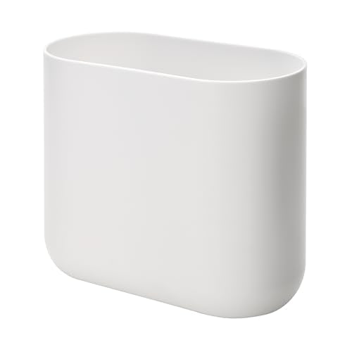 iDesign Small Slim Plastic Bathroom Trash Can, White | Bedroom, Office, Desk, Dorm