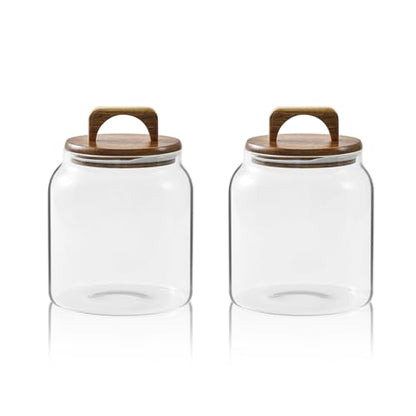 Sweejar Glass Jars for Laundry Room Organization, Half-Gallon Laundry Pods Container, Glass Food Storage Jars with Airtight Lid, 2 Pack, Hand Lid