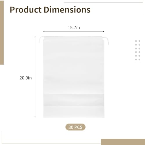 30 Pcs Dust Bags for Handbags and Purses, 21 x 16 In Purse Dust Bags for Storage with Window, Non-Woven Breathable Drawstring Handbag Dust Cover for Purses Shoes Boots Clothes Home Travel