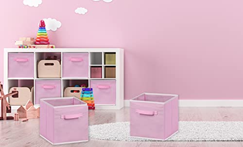 Simple Houseware 11-Inch Foldable Cube Storage Bins, Pink, 6-Pack | Lightweight & Durable Structure Fabric Cubes Organizer for Closet or Shelves