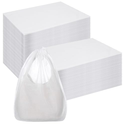 120 Pcs Dust Proof Storage Bags, Breathable Non Woven Fabric Dust Covers with Drawstring for Handbags, Purses, Shoes, and Portable Travel Organizer, 19.7x15.7 Inch, White