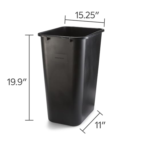 COASTWIDE Indoor Trash Can Without Lid, Black Plastic, 10.25 Gallon