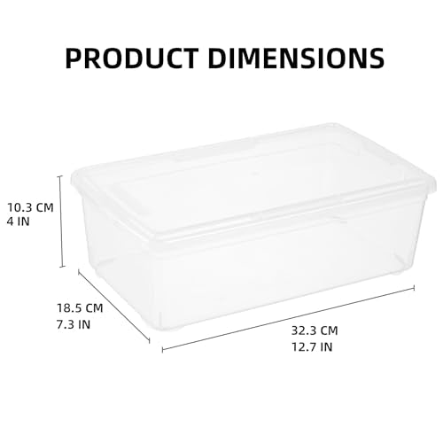 novelinks 12 Pack 6QT Plastic Storage Bins with Lids, Shoe Bins | Shoe Boxes Clear Plastic Stackable, Shoe Containers, Clear Shoe Storage Boxes, Craft Organizers and Storage