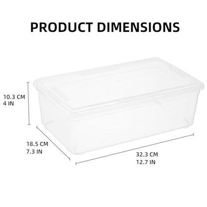 novelinks 12 Pack 6QT Plastic Storage Bins with Lids, Shoe Bins | Shoe Boxes Clear Plastic Stackable, Shoe Containers, Clear Shoe Storage Boxes, Craft Organizers and Storage