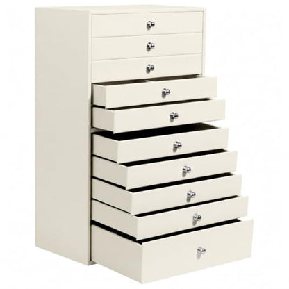 GUKA Large Jewelry Box, Jewelry Case with 10 Drawers for Big and Small Jewelry, Jewelry Storage Organizer for Watch Earrings Necklace Rings Bracelets, Birthday Wedding Gifts, White