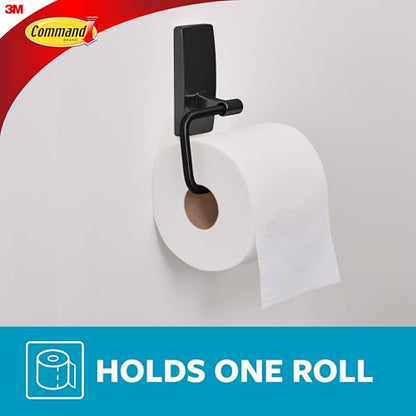 Command Toilet Paper Holder, Matte Black, 1 Holder, 2 Strips | For Bathroom Organization, Water Resistant, Damage-Free Hanging with Adhesive Strip, No Tools