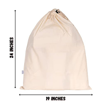 HB 4-Pack Cotton Large Drawstring Pouches 19" x 24" Dust-Proof Bags Cover | Grocery Home Storage Luggage Organizer Muslin Storage for Shoes, Handbags, Backpacks