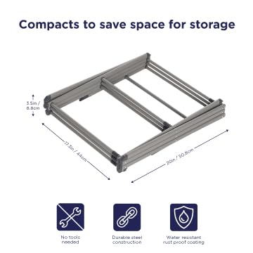 BLACK+DECKER 3 Tier Expandable Collapsing Foldable Laundry Rack for Air Drying Clothing, Space Saving Heavy Duty Lightweight Metal Drying Rack(Silver)