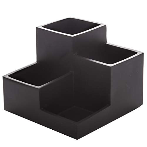 BINO | Multi Purpose 4 Compartment Organizer - Make up Organizer for Vanity - Makeup Holders for Bathroom - Toiletry Countertop - Toothbrush and Bathroom Accessories Holder - Matte Black
