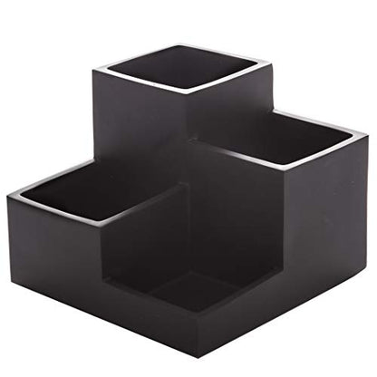 BINO | Multi Purpose 4 Compartment Organizer - Make up Organizer for Vanity - Makeup Holders for Bathroom - Toiletry Countertop - Toothbrush and Bathroom Accessories Holder - Matte Black