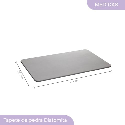 Lyor Stone Bath Mat Diatomaceous Earth – Quick Dry Bathroom Shower Mat, Super Absorbent Non Slip Diatomite Bath Mat, Water Absorbing Stone Mat for Bathroom Floor, Kitchen – Gray, 23.6 x 15.4 in