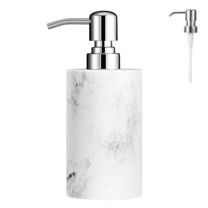 Luxspire Soap Dispenser, Cylinder-Shaped Soap Bottles, Gravel White, 1pack | 320ml Premium resin, modern cylindrical design easy clean pump, multi-purpose liquid storage