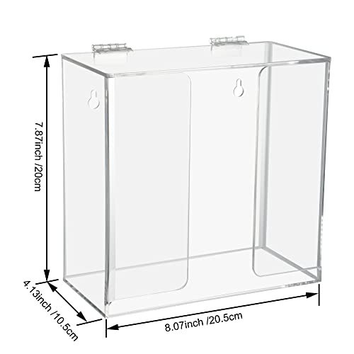 SEANADO Face Mask Dispenser Box Acrylic Glove Holder Hygiene Station with Lid for Disposable Emesis Bag, Shoe Cover and Hairnet，Wall Mount Holes or Tabletop Holder