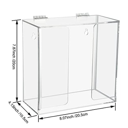 SEANADO Face Mask Dispenser Box Acrylic Glove Holder Hygiene Station with Lid for Disposable Emesis Bag, Shoe Cover and Hairnet，Wall Mount Holes or Tabletop Holder
