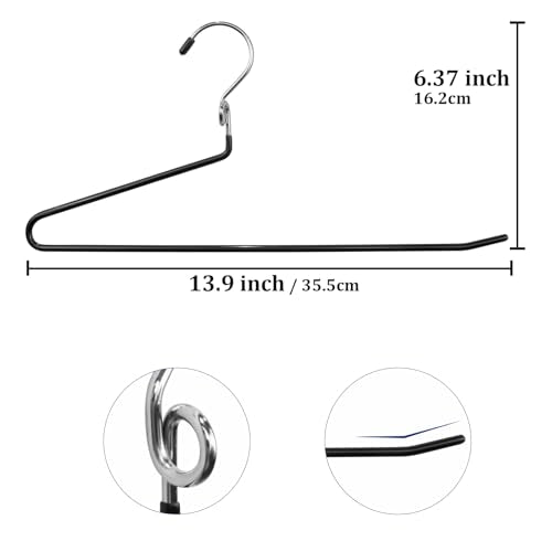Pants Hangers Space Saving - 20 Pack Non Slip Metal Hangers for Closet Multiple Layers,Open Ended Pants Hangers for Jeans Trouser Slacks (20, Black)