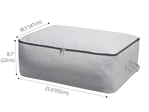 Breathable & Durable Canvas Storage Bags, Light Gray, 2-pack | Large Wardrobe Organizer, Zipper Closure, Lockable, 65 x 47 x 22 cm, Fits Beddings/Comforters/Pillows