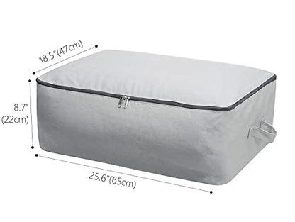 Breathable & Durable Canvas Storage Bags, Light Gray, 2-pack | Large Wardrobe Organizer, Zipper Closure, Lockable, 65 x 47 x 22 cm, Fits Beddings/Comforters/Pillows