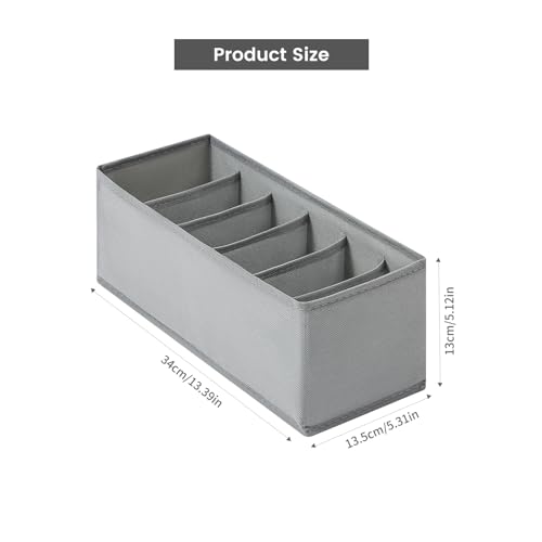 3 Packs Fabric Belt Organizer for Closet and Drawer, Foldable 6 Grids Dresser Drawer Organizers, Belt Tie Holder, Tie Box-Grey