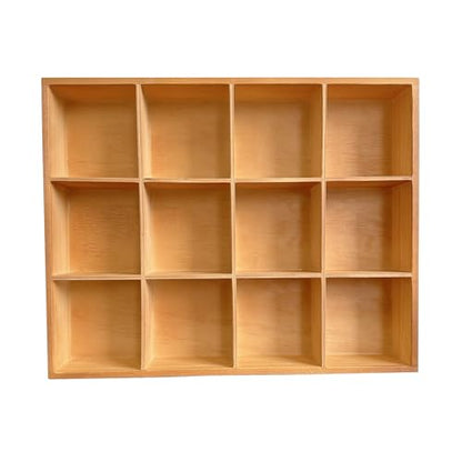 Organizer Box Solid Wood Storage Tray Desktop Display Organizer | Display Holder 12 Compartments Divider Box for Jewelry Office Supplies Antique Home Decor Craft Organization (Vintage Color)